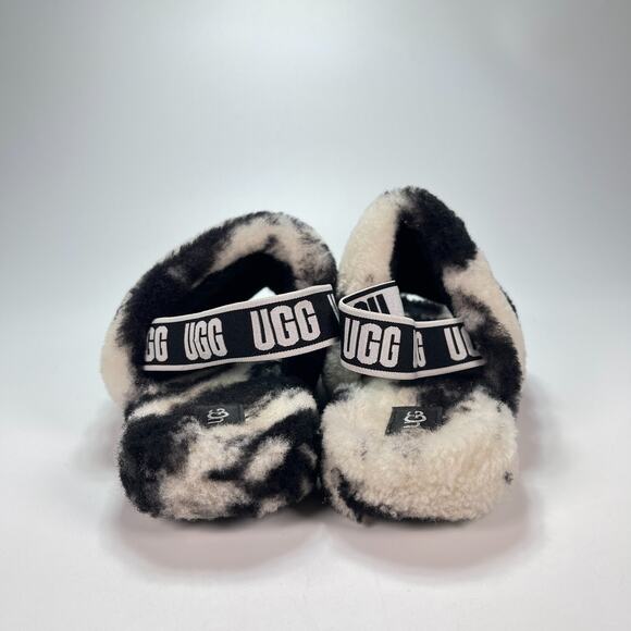 UGG Fluff Yeah Black White Marble Slip On Comfort Slide Sandals Youth Size 5 - Picture 4 of 10